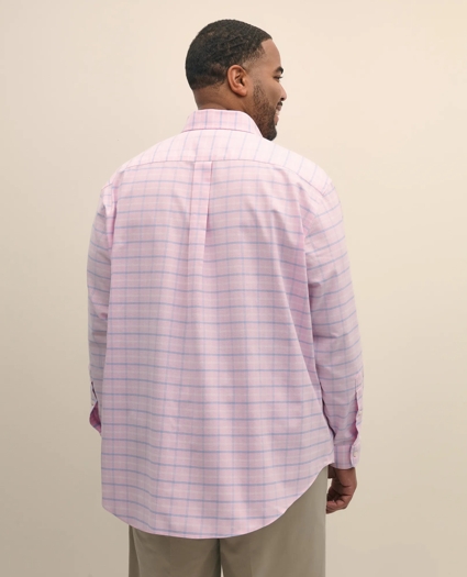 Big & Tall Stretch Cotton Non-Iron Oxford Polo Button Down Collar, Windowpane Shirt, image 4