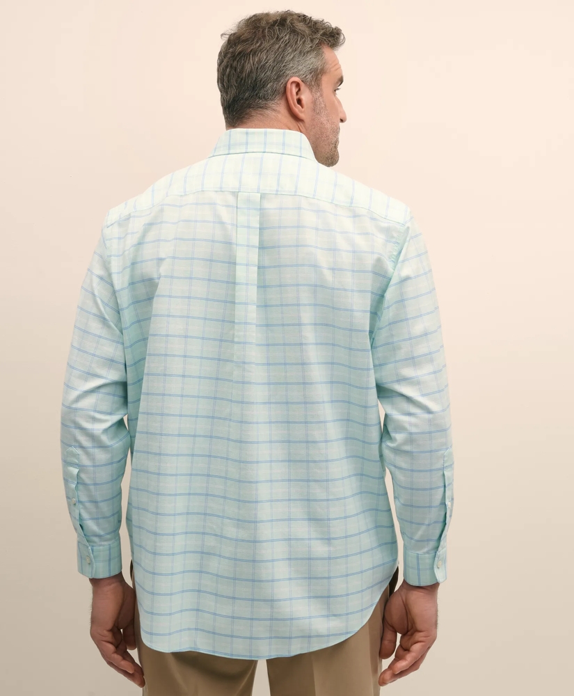 Big & Tall Stretch Cotton Non-Iron Oxford Polo Button Down Collar, Windowpane Shirt, image 5