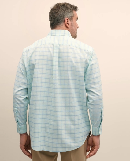 Big & Tall Stretch Cotton Non-Iron Oxford Polo Button Down Collar, Windowpane Shirt, image 5