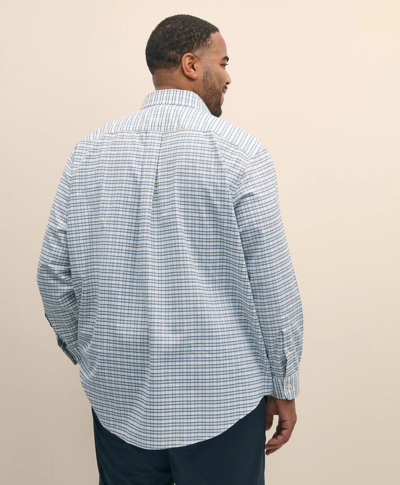 Big & Tall Stretch Cotton Non-Iron Oxford Polo Button Down Collar, Checked Shirt, image 4