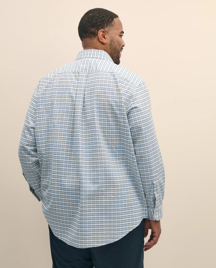 Big & Tall Stretch Cotton Non-Iron Oxford Polo Button Down Collar, Checked Shirt, image 4