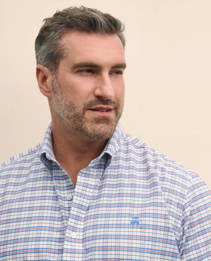 Big & Tall Stretch Cotton Non-Iron Oxford Polo Button Down Collar, Checked Shirt, image 2