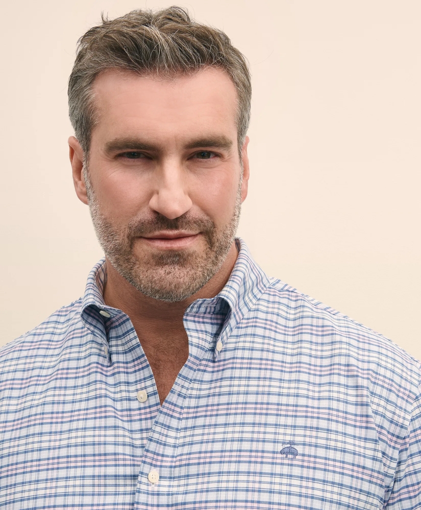 Big & Tall Stretch Cotton Non-Iron Oxford Polo Button Down Collar