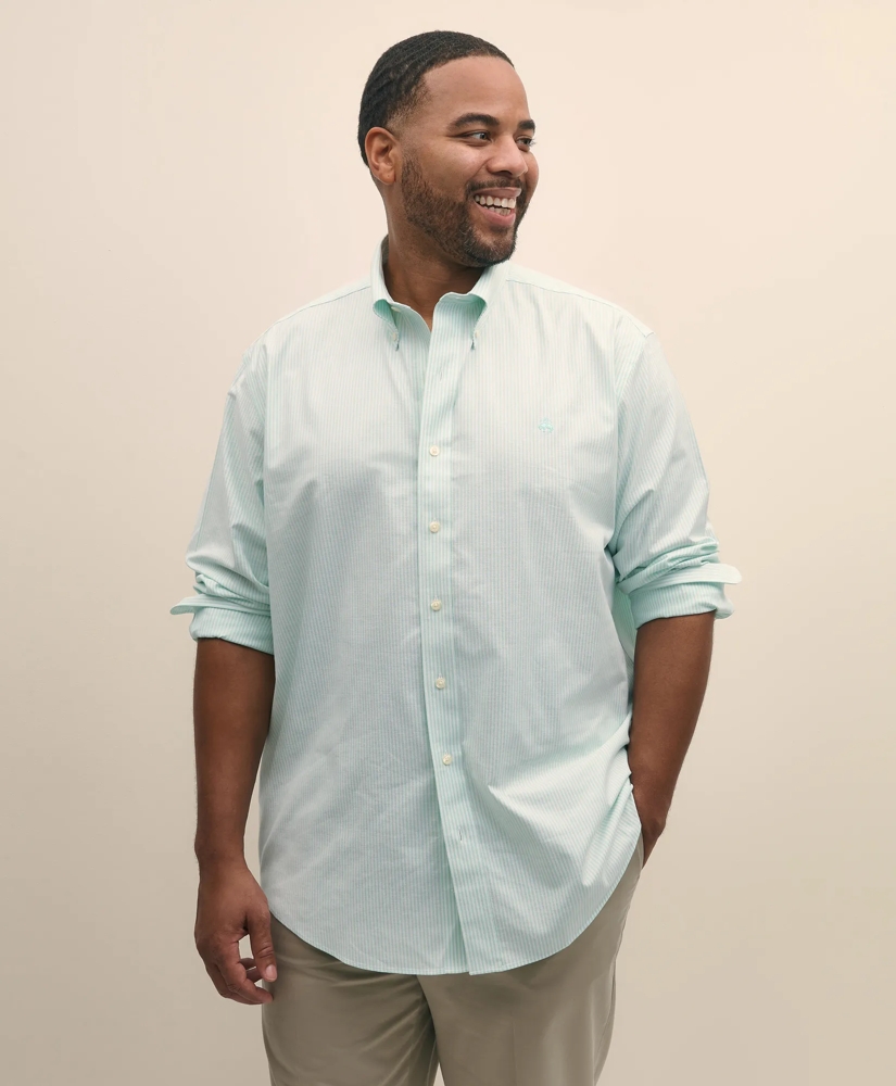 Big & Tall Stretch Cotton Non-Iron Oxford Polo Button Down Collar, Candy Stripe Shirt, image 2