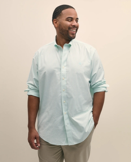 Big & Tall Stretch Cotton Non-Iron Oxford Polo Button Down Collar, Candy Stripe Shirt, image 2