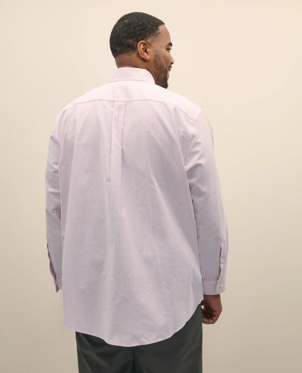 Big & Tall Stretch Cotton Non-Iron Oxford Polo Button Down Collar, Candy Stripe Shirt, image 4