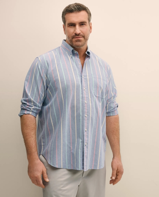Big & Tall Friday Shirt, Oxford Multi Stripe