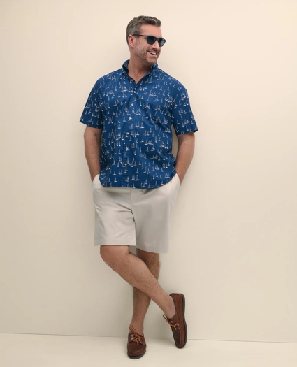 Big & Tall Friday Shirt, Short-Sleeve Poplin Sailboat, image 1