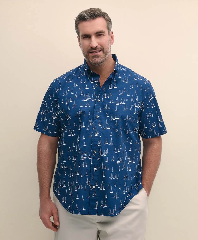 Big & Tall Friday Shirt, Short-Sleeve Poplin Sailboat, image 2