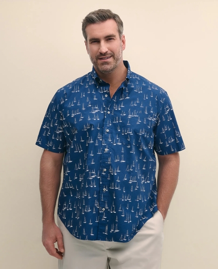 Big & Tall Friday Shirt, Short-Sleeve Poplin Sailboat, image 2