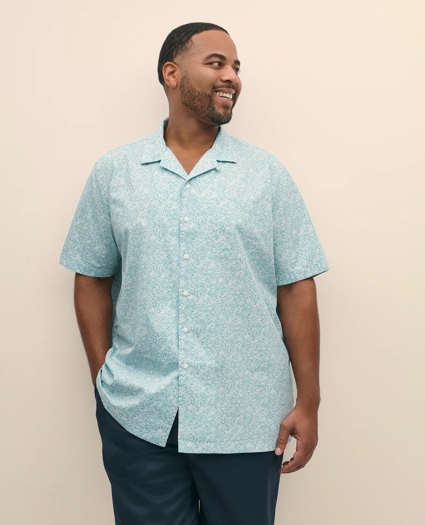 Big & Tall Linen Short Sleeve Camp Collar Shirt In Leaf Print, image 3