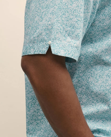 Big & Tall Linen Short Sleeve Camp Collar Shirt In Leaf Print, image 4
