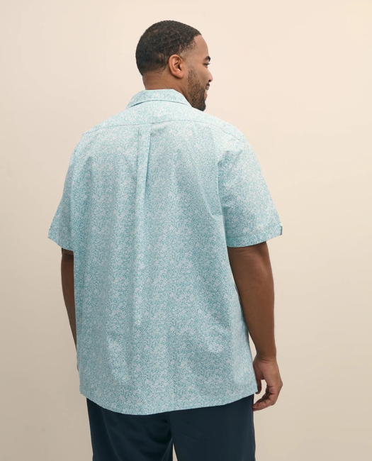 Big & Tall Linen Short Sleeve Camp Collar Shirt In Leaf Print