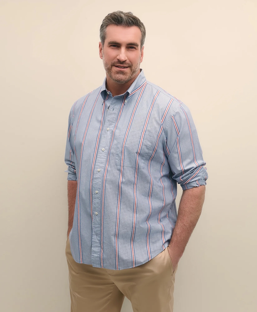 Big & Tall Friday Shirt, Poplin Ribbon Stripe, image 2