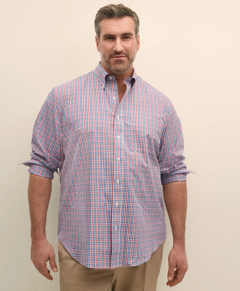 Big & Tall Stretch  Cotton Non-Iron Polo Button Down Collar, Gingham Shirt, image 2