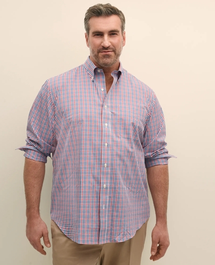 Big & Tall Stretch  Cotton Non-Iron Polo Button Down Collar, Gingham Shirt, image 2