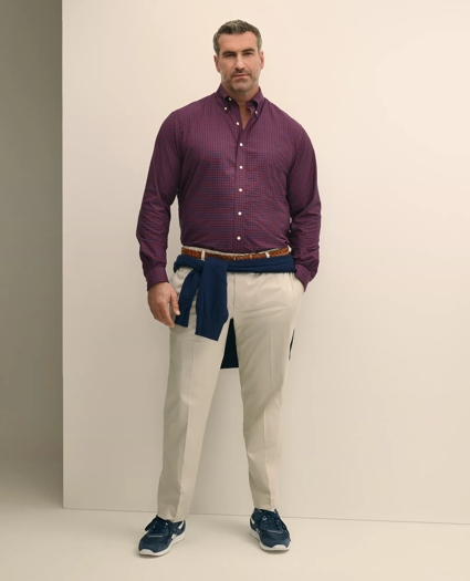 Big & Tall Stretch Cotton Non-Iron Oxford Polo Button Down Collar, Gingham Shirt, image 2