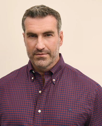 Big & Tall Stretch Cotton Non-Iron Oxford Polo Button Down Collar, Gingham Shirt, image 3