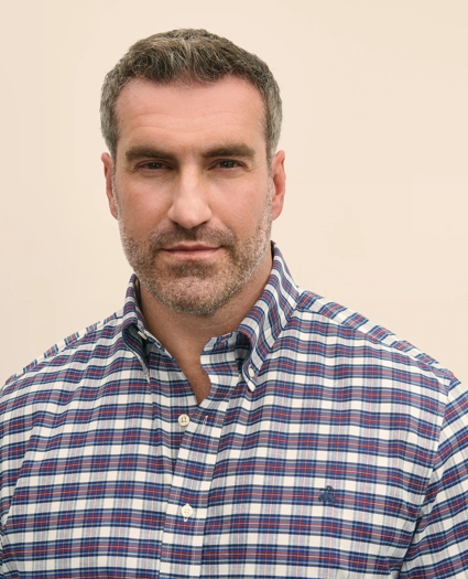 Big & Tall Stretch Cotton Non-Iron Oxford Polo Button Down Collar, Royal Stewart Tartan Shirt, image 3