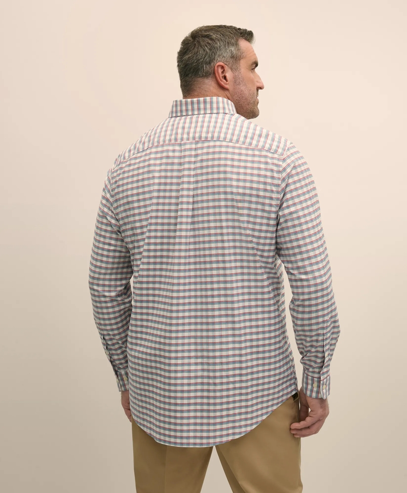 Big & Tall Stretch Cotton Non-Iron Oxford Polo Button Down Collar, Checked Shirt, image 4