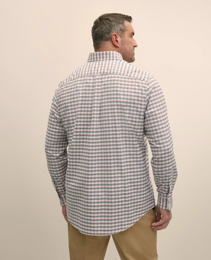 Big & Tall Stretch Cotton Non-Iron Oxford Polo Button Down Collar, Checked Shirt, image 4