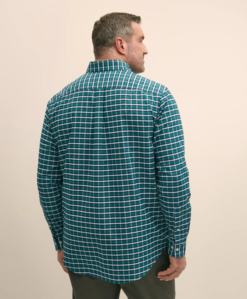 Big & Tall Stretch Cotton Non-Iron Oxford Polo Button Down Collar, Plaid Shirt, image 4