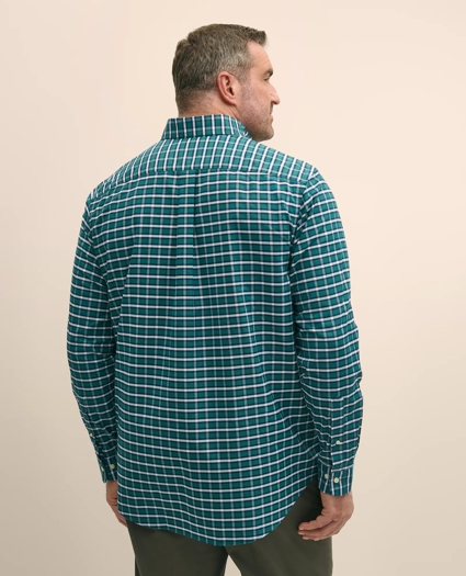 Big & Tall Stretch Cotton Non-Iron Oxford Polo Button Down Collar, Plaid Shirt, image 4