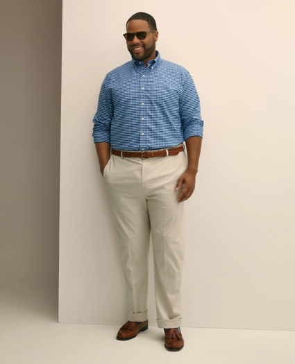 Big & Tall Stretch Cotton Non-Iron Oxford Polo Button Down Collar, Gingham Shirt, image 2