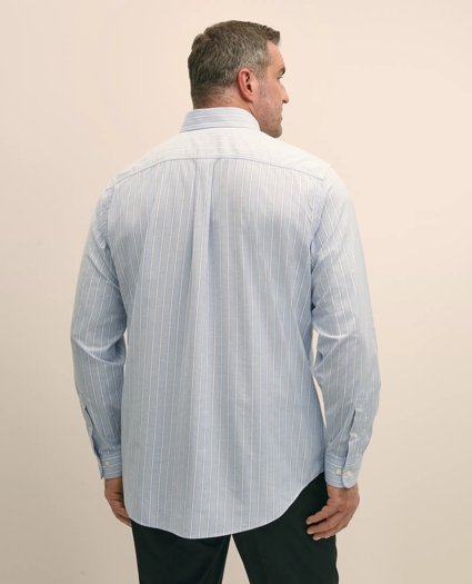 Big & Tall Stretch Cotton Non-Iron Oxford Polo Button Down Collar, Outline Stripe Shirt, image 4