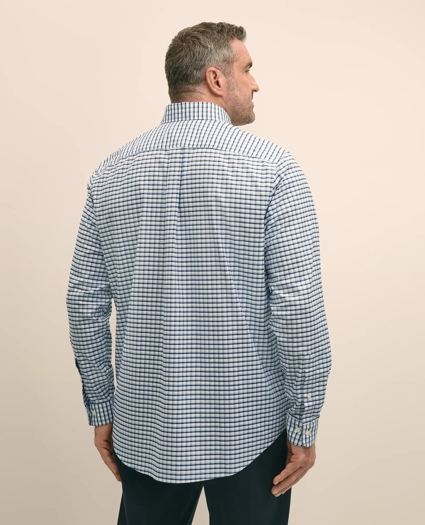 Big & Tall Stretch Cotton Non-Iron Oxford Polo Button Down Collar, Checked Shirt, image 3