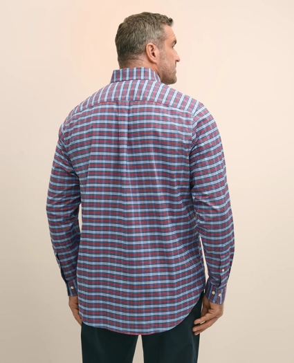 Big & Tall Stretch Cotton Non-Iron Oxford Polo Button Down Collar, Royal Stewart Tartan Shirt, image 4