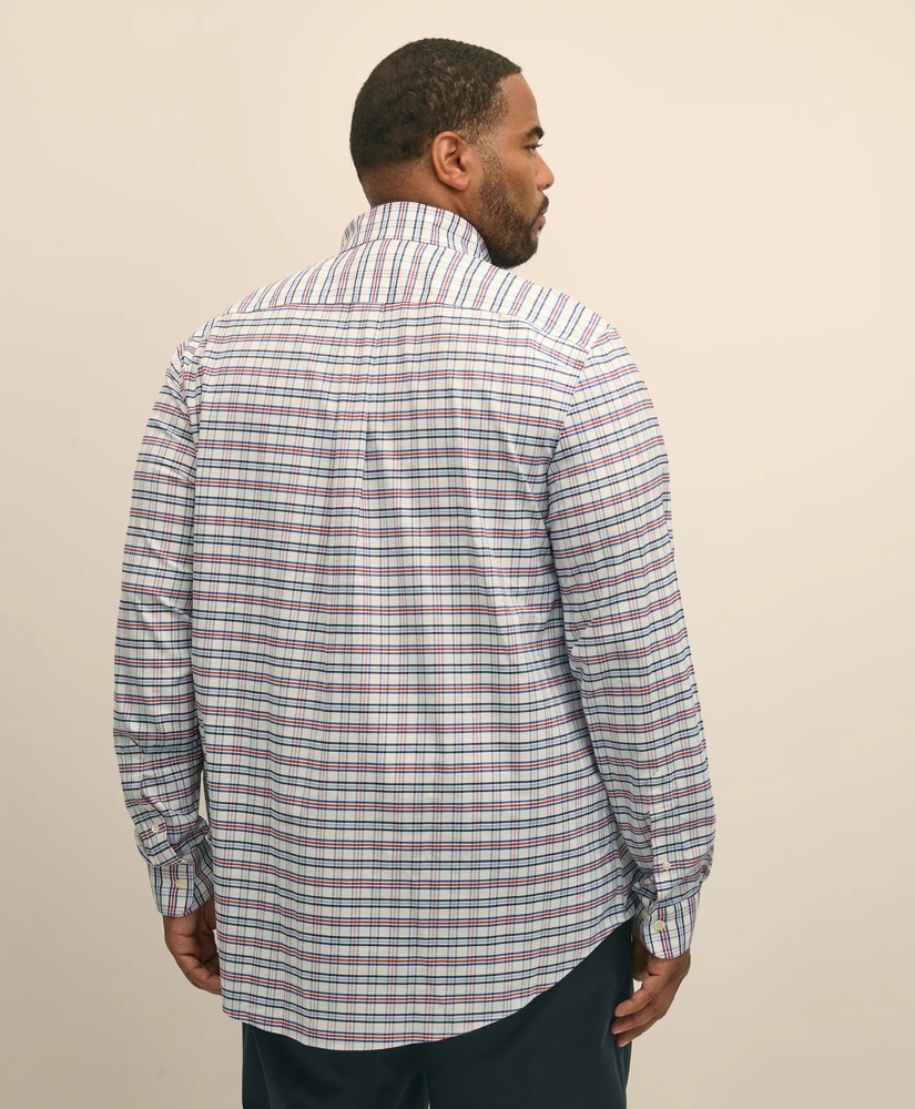 Big & Tall Stretch Cotton Non-Iron Oxford Polo Button Down Collar, Windowpane Shirt, image 4