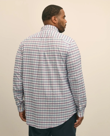 Big & Tall Stretch Cotton Non-Iron Oxford Polo Button Down Collar, Windowpane Shirt, image 4