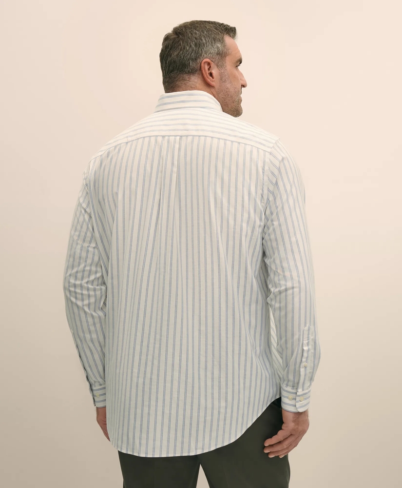 Big & Tall Stretch Cotton Non-Iron Oxford Polo Button Down Collar, Outline Stripe Shirt, image 4