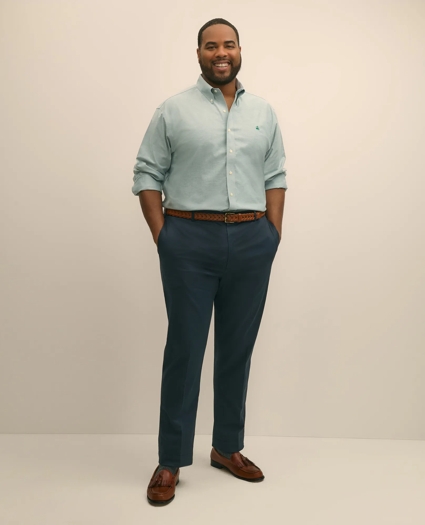 Big & Tall Stretch Cotton Non-Iron Oxford Polo Button Down Collar Shirt, image 1