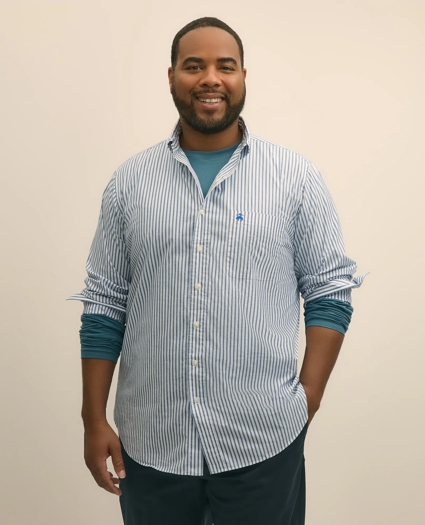 Big & Tall Friday Shirt, Poplin Bengal Stripe, image 1