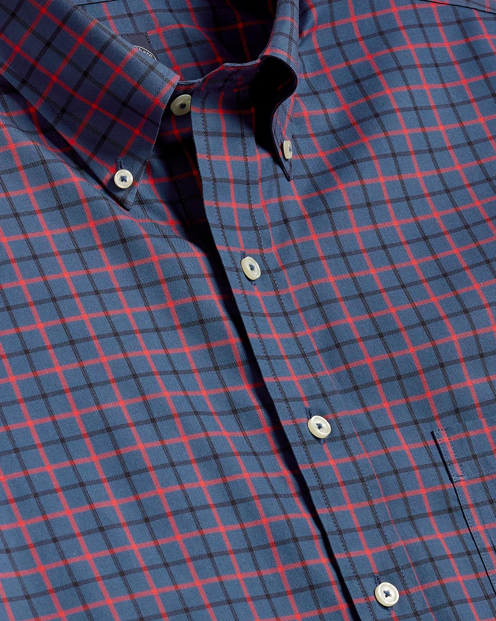 Big & Tall Stretch Supima® Cotton Non-Iron Twill Polo Button Down, Windowpane Sport Shirt, image 2