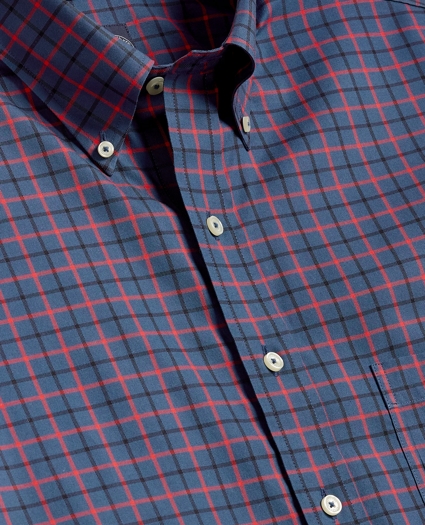 Big & Tall Stretch Supima® Cotton Non-Iron Twill Polo Button Down, Windowpane Sport Shirt, image 2