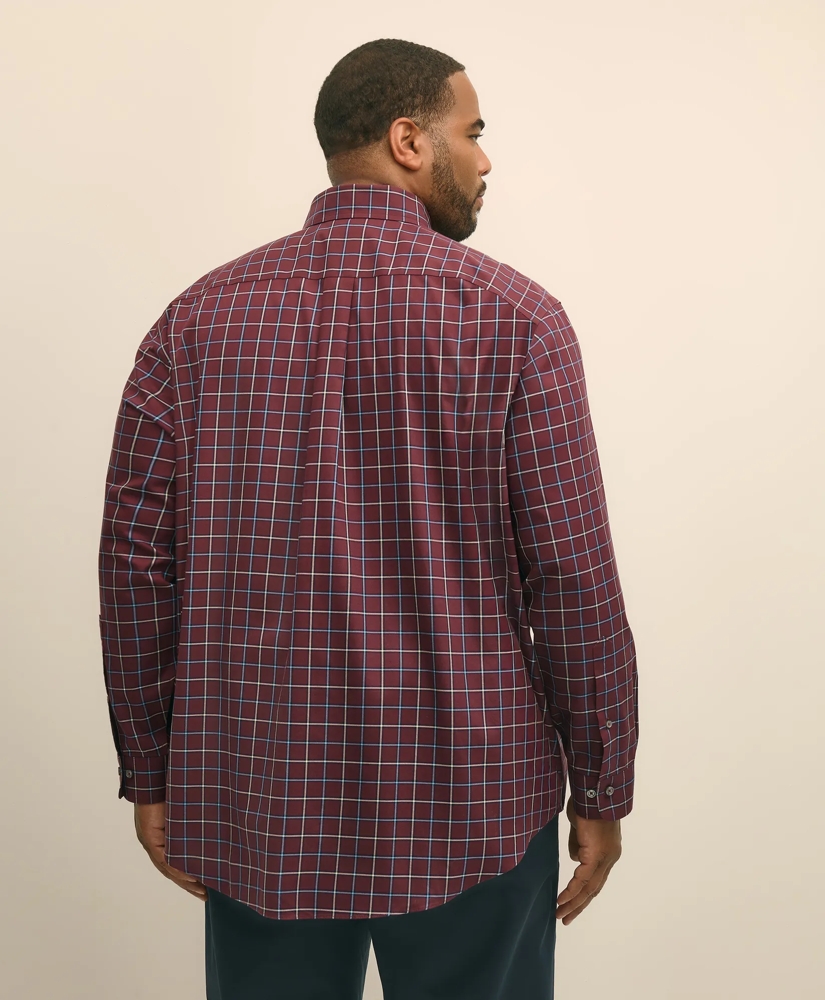 Big & Tall Stretch Supima® Cotton Non-Iron Twill Polo Button Down, Windowpane Sport Shirt, image 4