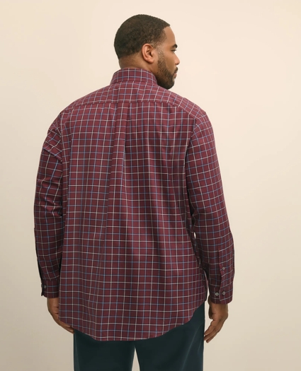 Big & Tall Stretch Supima® Cotton Non-Iron Twill Polo Button Down, Windowpane Sport Shirt, image 4