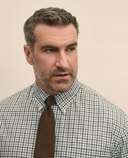 Big & Tall Stretch Supima® Cotton Non-Iron Twill Polo Button Down, Check Sport Shirt, image 3