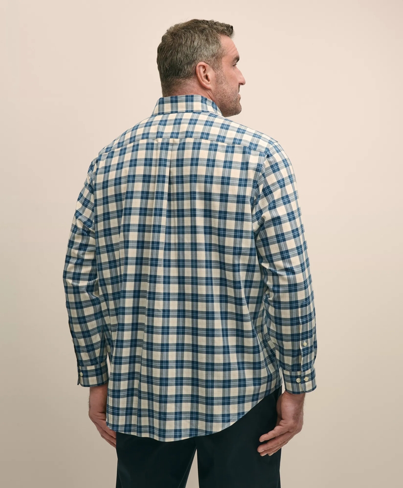 Big & Tall Stretch Supima® Cotton Non-Iron Twill Polo Button Down, Plaid Sport Shirt, image 4