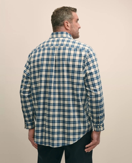 Big & Tall Stretch Supima® Cotton Non-Iron Twill Polo Button Down, Plaid Sport Shirt, image 4