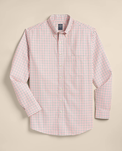 Big & Tall Stretch Supima® Cotton Non-Iron Twill Polo Button Down, Tattersall Sport Shirt, image 1