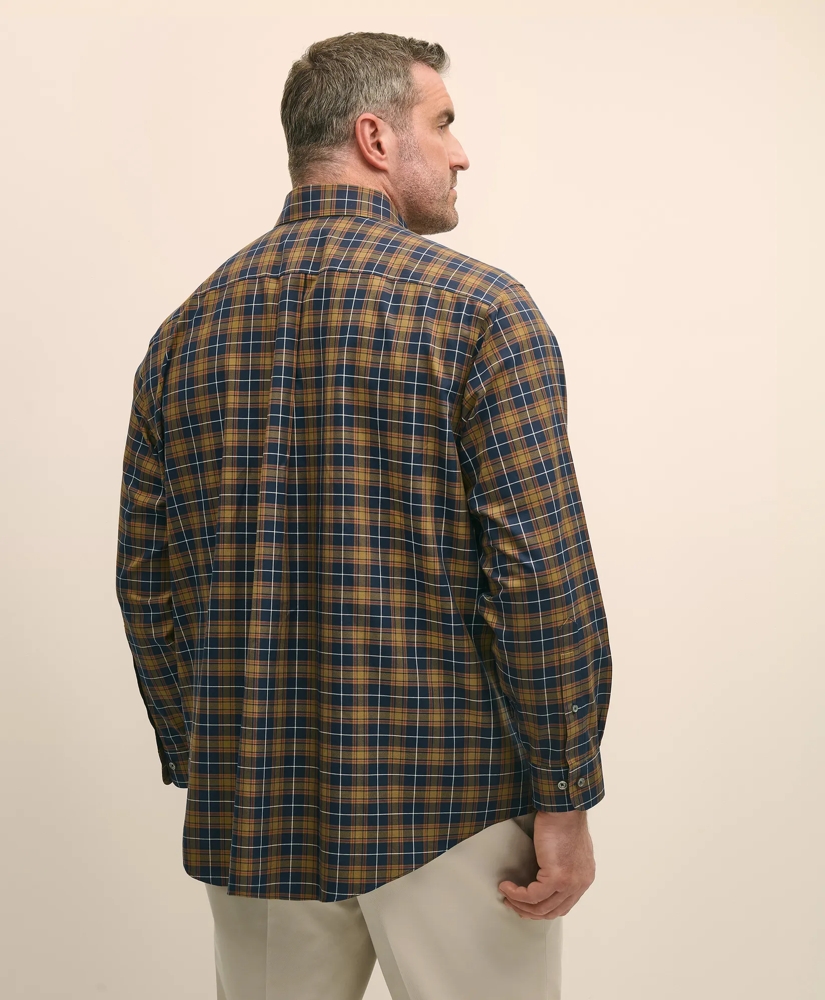 Big & Tall Stretch Supima® Cotton Non-Iron Twill Polo Button Down, Plaid Sport Shirt, image 4