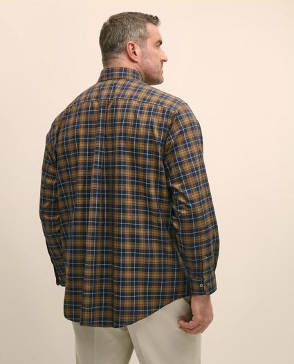 Big & Tall Stretch Supima® Cotton Non-Iron Twill Polo Button Down, Plaid Sport Shirt, image 4