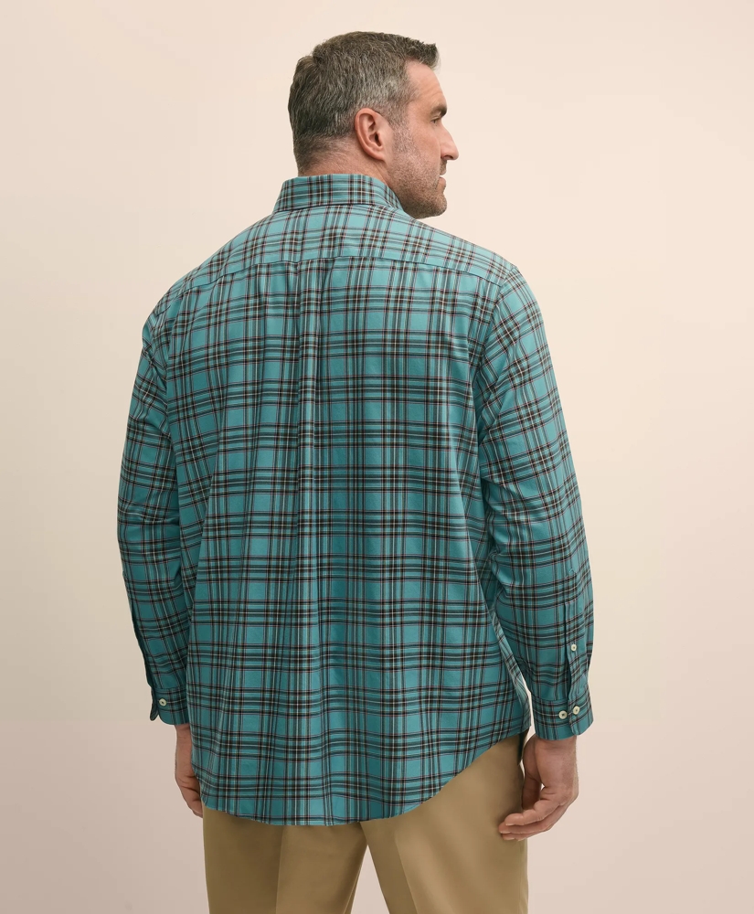 Big & Tall Stretch Cotton Non-Iron Twill Polo Button Down Collar, Tartan Shirt, image 4