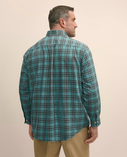 Big & Tall Stretch Cotton Non-Iron Twill Polo Button Down Collar, Tartan Shirt, image 4