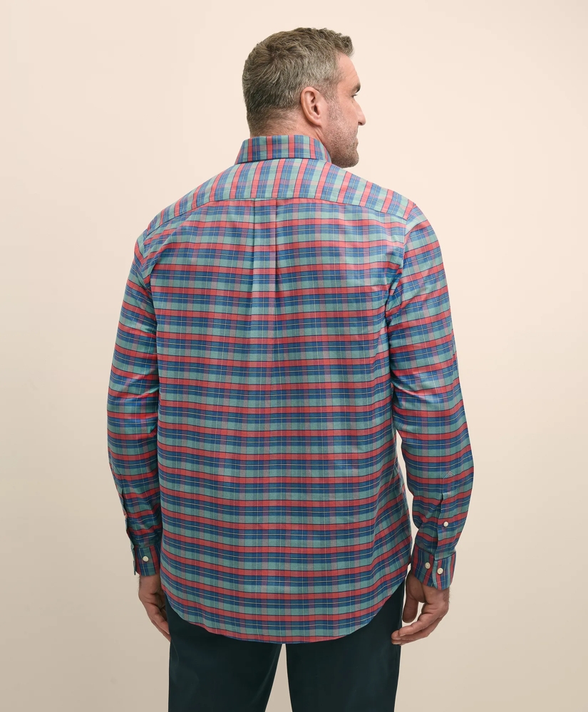 Big & Tall Stretch Cotton Non-Iron Oxford Polo Button Down Collar, Tartan Shirt, image 4