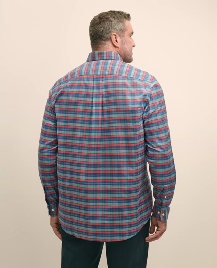 Big & Tall Stretch Cotton Non-Iron Oxford Polo Button Down Collar, Tartan Shirt, image 4